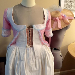 Pink Polonaise Gown: Progress